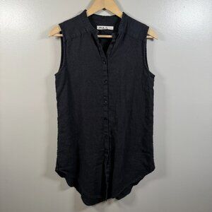 Zii Ropa Linen Tunic Top Size Medium Faded Black Minimal Lagenlook Sleeveless